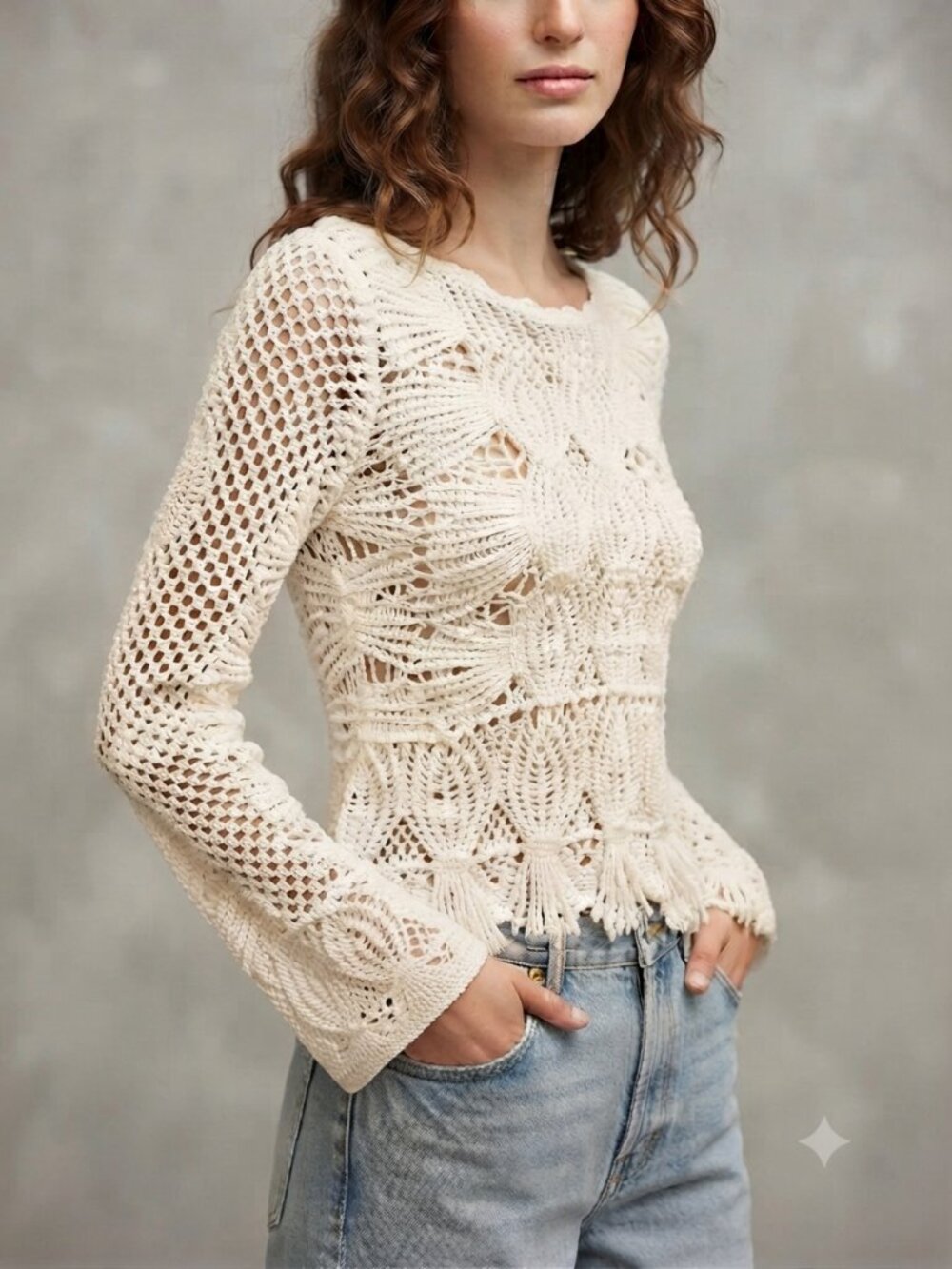 Rebellion Open Knit Crochet Cottagecore Crop Top Festival BohoChic Size Small - Picture 1 of 11